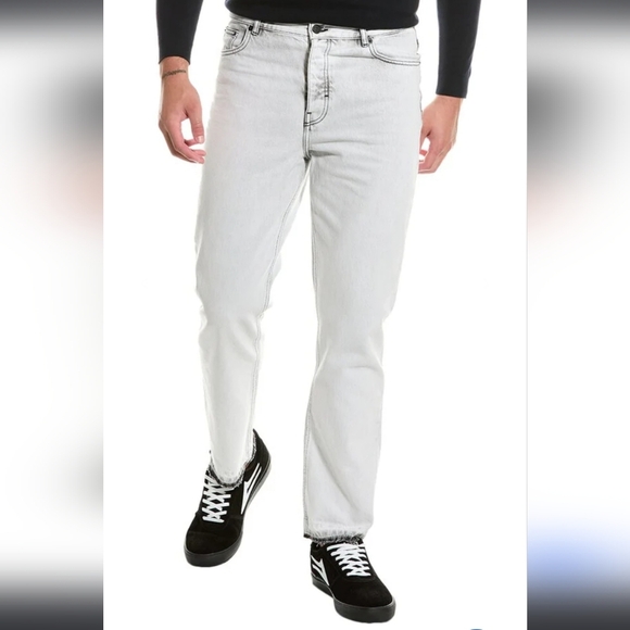 The Kooples Black Bleached Straight Jeans Sleek Design- Distressed Hem - Picture 3 of 10